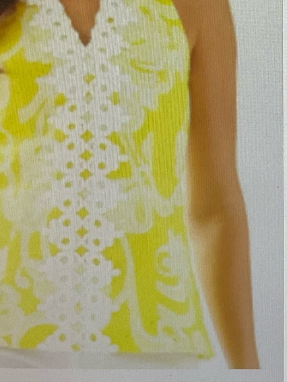 Lilly Pulitzer Yellow and White Floral-Embroidery Tank